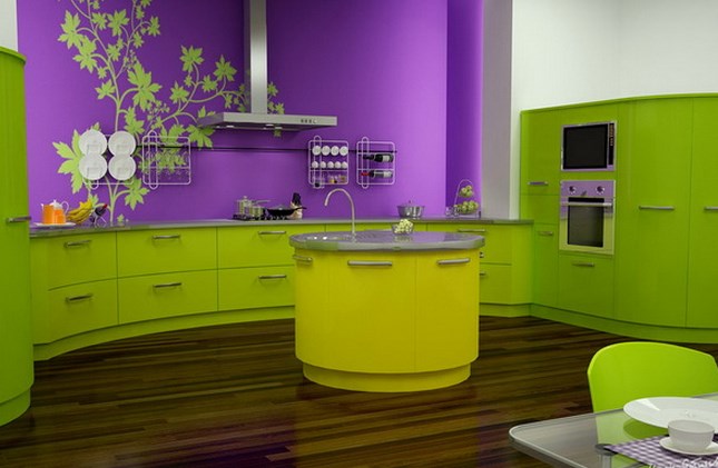 Колір стін на кухні, як тло для кольорових експериментів або акцент в інтерєрі