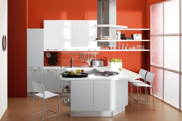 Привабливий дизайн червоно білою кухні