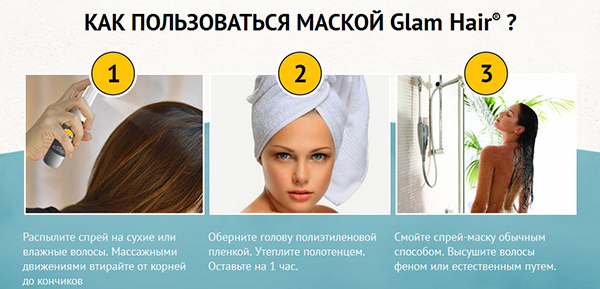 Спрей маска «Glam Hair»: ціна, склад, відгуки, інструкція по застосуванню