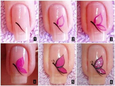 Як намалювати метелика на нігтях: покрокове фото
