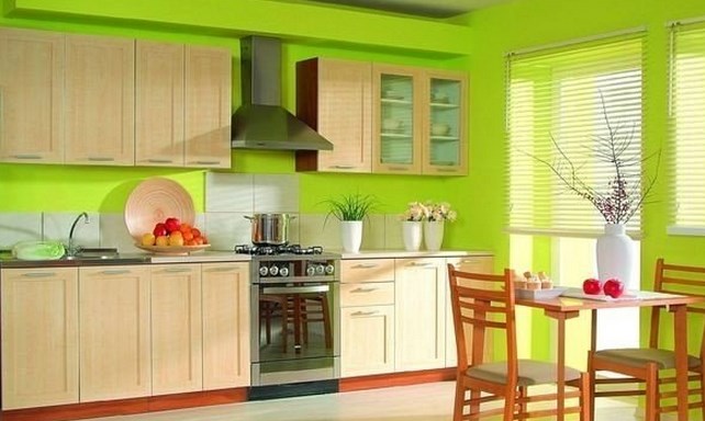 Колір стін на кухні, як тло для кольорових експериментів або акцент в інтерєрі