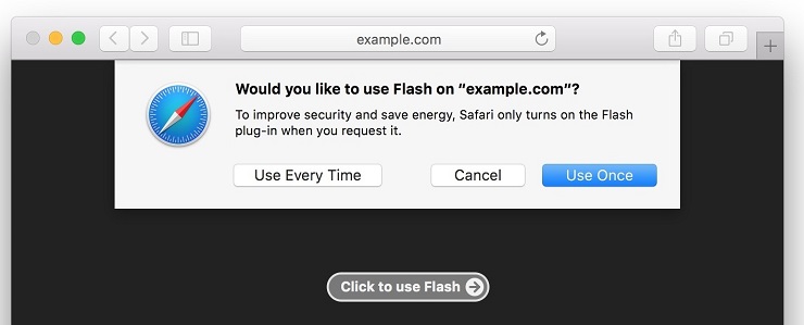 Safari 10 відмовляється від Flash