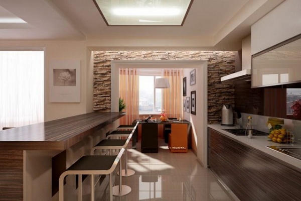 Дизайн вузької довгої кухні — прийоми по розширенню простору